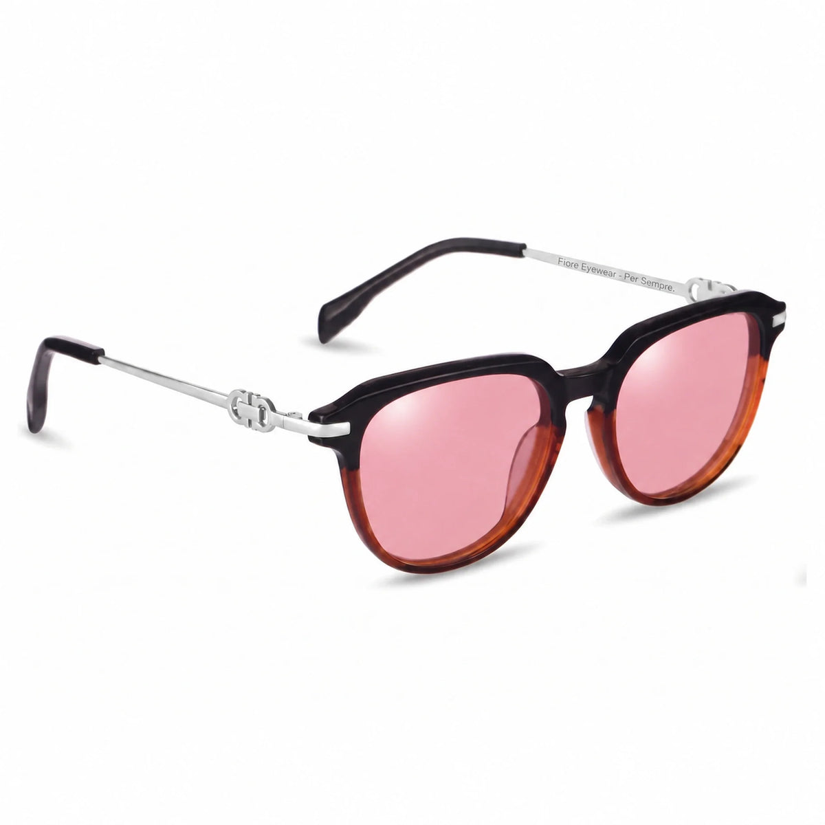 Lentes de sol Fiore 5409 Brown con cristal rosado polarizado UV400, vista en tres cuartos para mujer #color_rosado