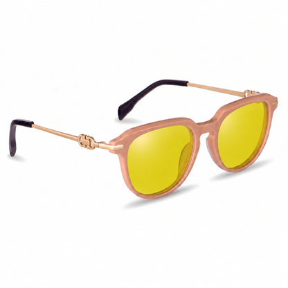 Lentes de sol Fiore 5409 Rosado con cristal amarillo polarizado UV400, vista en tres cuartos para mujer #color_amarillo