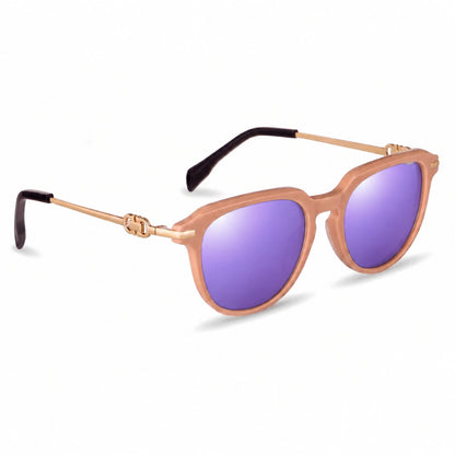 Lentes de sol Fiore 5409 Rosado con cristal espejado morado polarizado UV400, vista en tres cuartos para mujer #color_espejado-morado