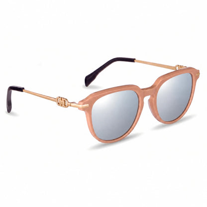 Lentes de sol Fiore 5409 Rosado con cristal espejado silver polarizado UV400, vista en tres cuartos para mujer #color_espejado-silver