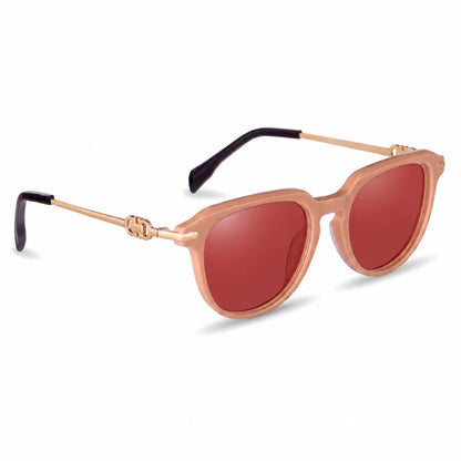 Lentes de sol Fiore 5409 Rosado con cristal rojo polarizado UV400, vista en tres cuartos para mujer #color_rojo
