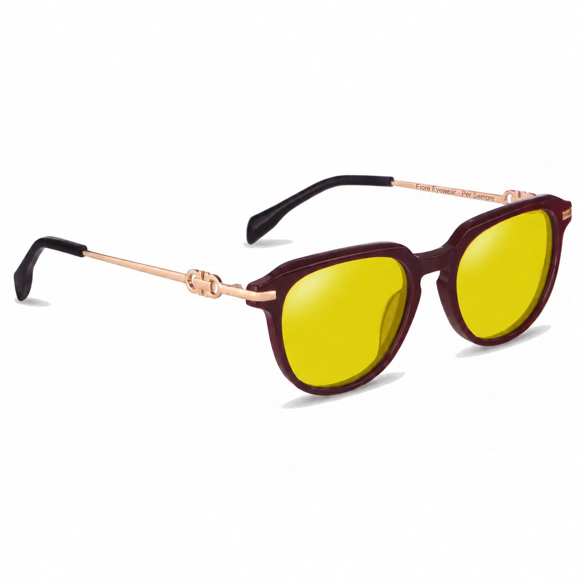 Lentes de sol Fiore 5409 Rojo con cristal amarillo polarizado UV400, vista en tres cuartos para mujer #color_amarillo