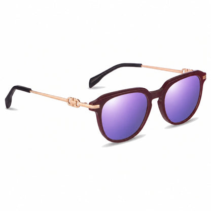 Lentes de sol Fiore 5409 Rojo con cristal espejado morado polarizado UV400, vista en tres cuartos para mujer #color_espejado-morado