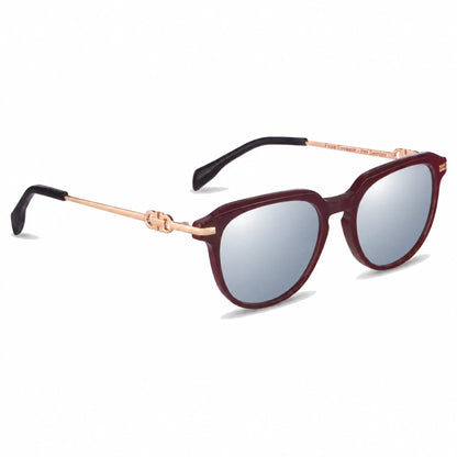 Lentes de sol Fiore 5409 Rojo con cristal espejado silver polarizado UV400, vista en tres cuartos para mujer #color_espejado-silver