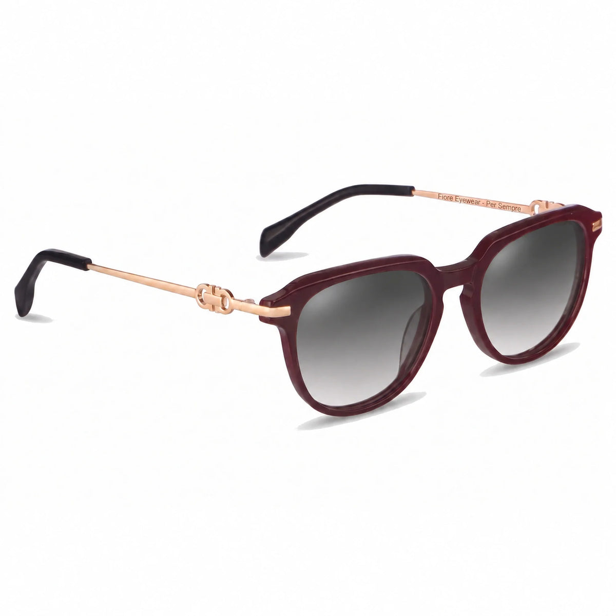 Lentes de sol Fiore 5409 Rojo con cristal gradiente gris polarizado UV400, vista en tres cuartos para mujer #color_gradiente-gris