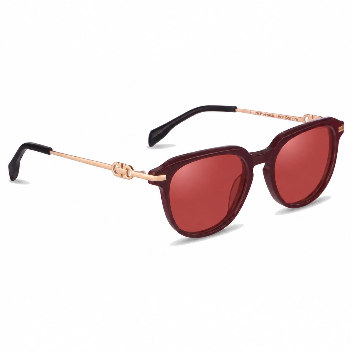 Lentes de sol Fiore 5409 Rojo con cristal rojo polarizado UV400, vista en tres cuartos para mujer #color_rojo