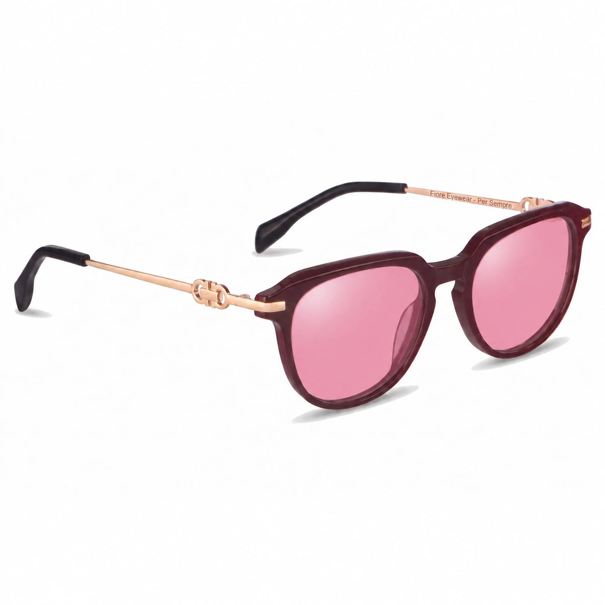 Lentes de sol Fiore 5409 Rojo con cristal rosado polarizado UV400, vista en tres cuartos para mujer #color_rosado