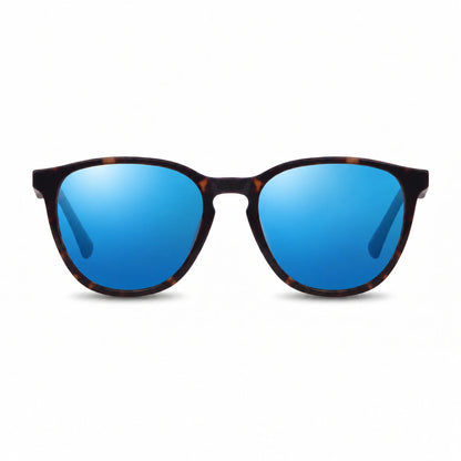 Lentes de sol Fiore 7046 Carey con cristal espejado azul polarizado UV400, vista frontal para hombre y mujer #color_espejado-azul #foto_frontal