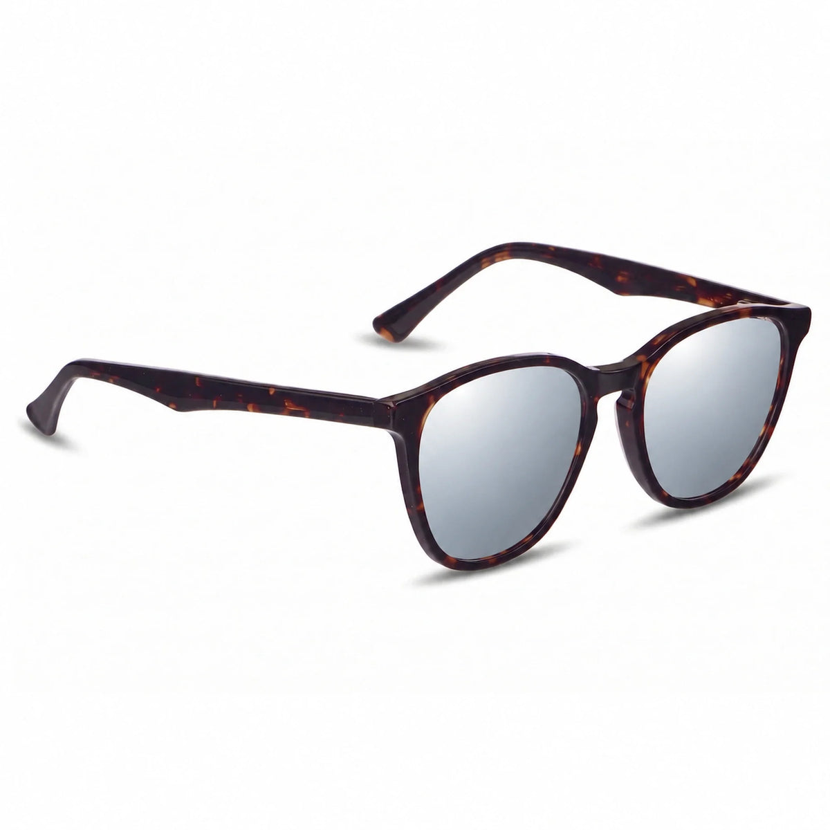 Lentes de sol Fiore 7046 Carey con cristal espejado silver polarizado UV400, vista en tres cuartos para hombre y mujer #color_espejado-silver