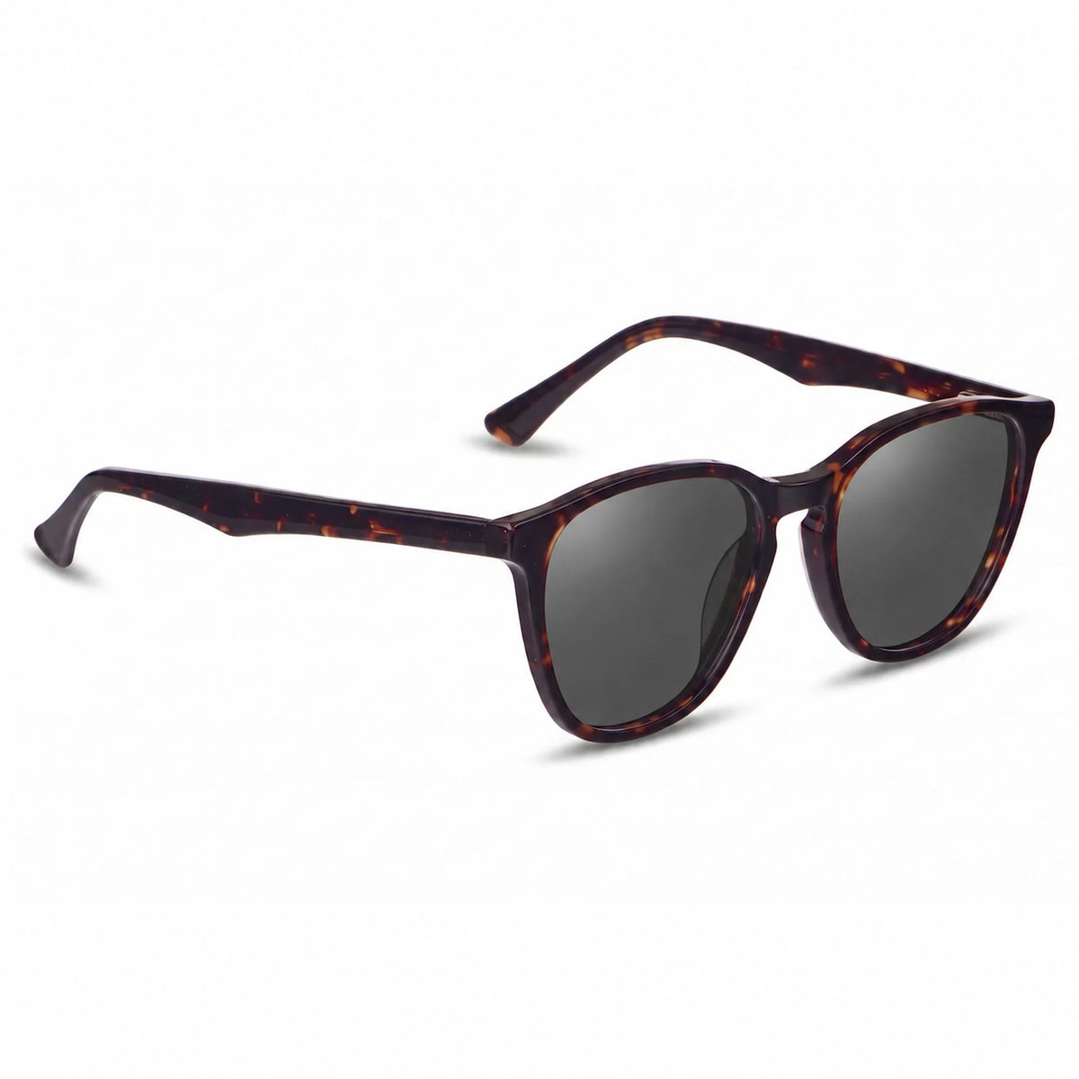 Lentes de sol Fiore 7046 Carey con cristal negro polarizado UV400, vista en tres cuartos para hombre y mujer #color_negro