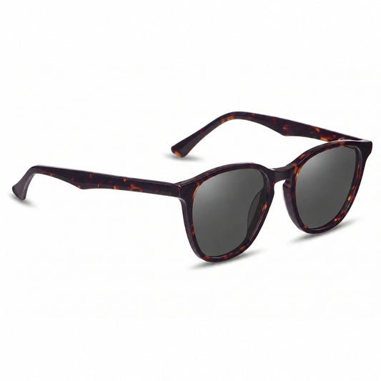 Lentes de sol Fiore 7046 Carey con cristal negro polarizado UV400, vista en tres cuartos para hombre y mujer #color_negro