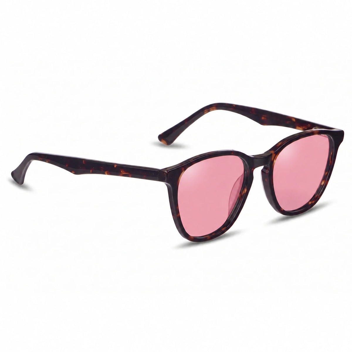 Lentes de sol Fiore 7046 Carey con cristal rosado polarizado UV400, vista en tres cuartos para hombre y mujer #color_rosado