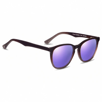 Lentes de sol Fiore 7046 Brown con cristal espejado morado polarizado UV400, vista en tres cuartos para hombre y mujer #color_espejado-morado