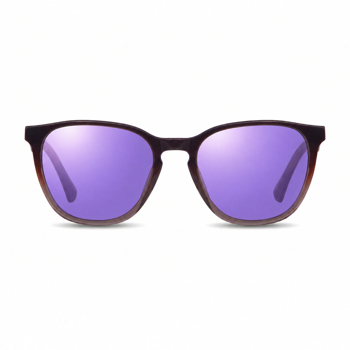 Lentes de sol Fiore 7046 Brown con cristal espejado morado polarizado UV400, vista frontal para hombre y mujer #color_espejado-morado #foto_frontal