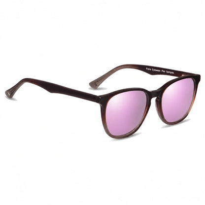 Lentes de sol Fiore 7046 Brown con cristal espejado rosado polarizado UV400, vista en tres cuartos para hombre y mujer #color_espejado-rosado