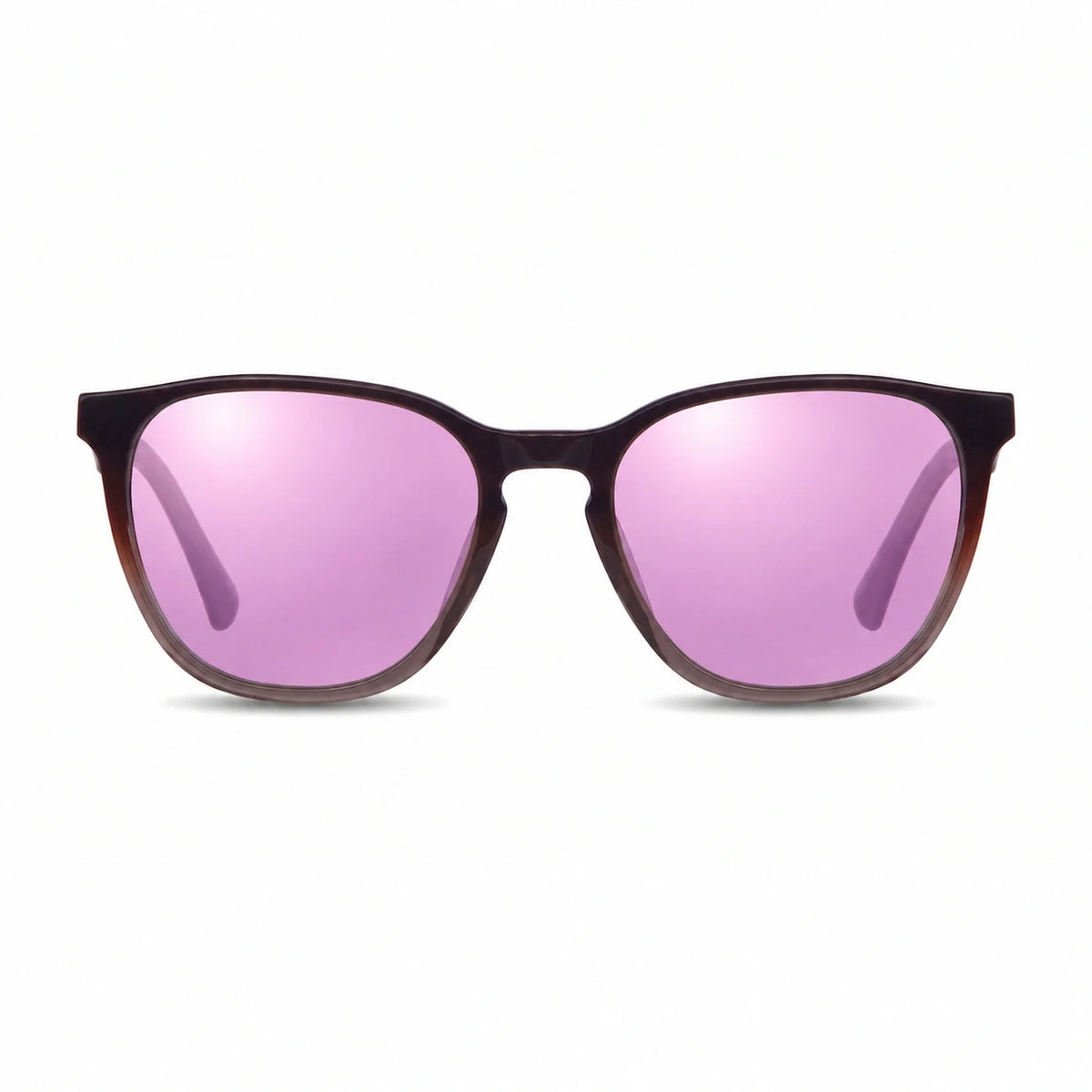 Lentes de sol Fiore 7046 Brown con cristal espejado rosado polarizado UV400, vista frontal para hombre y mujer #color_espejado-rosado #foto_frontal
