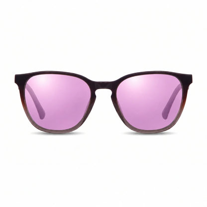 Lentes de sol Fiore 7046 Brown con cristal espejado rosado polarizado UV400, vista frontal para hombre y mujer #color_espejado-rosado #foto_frontal