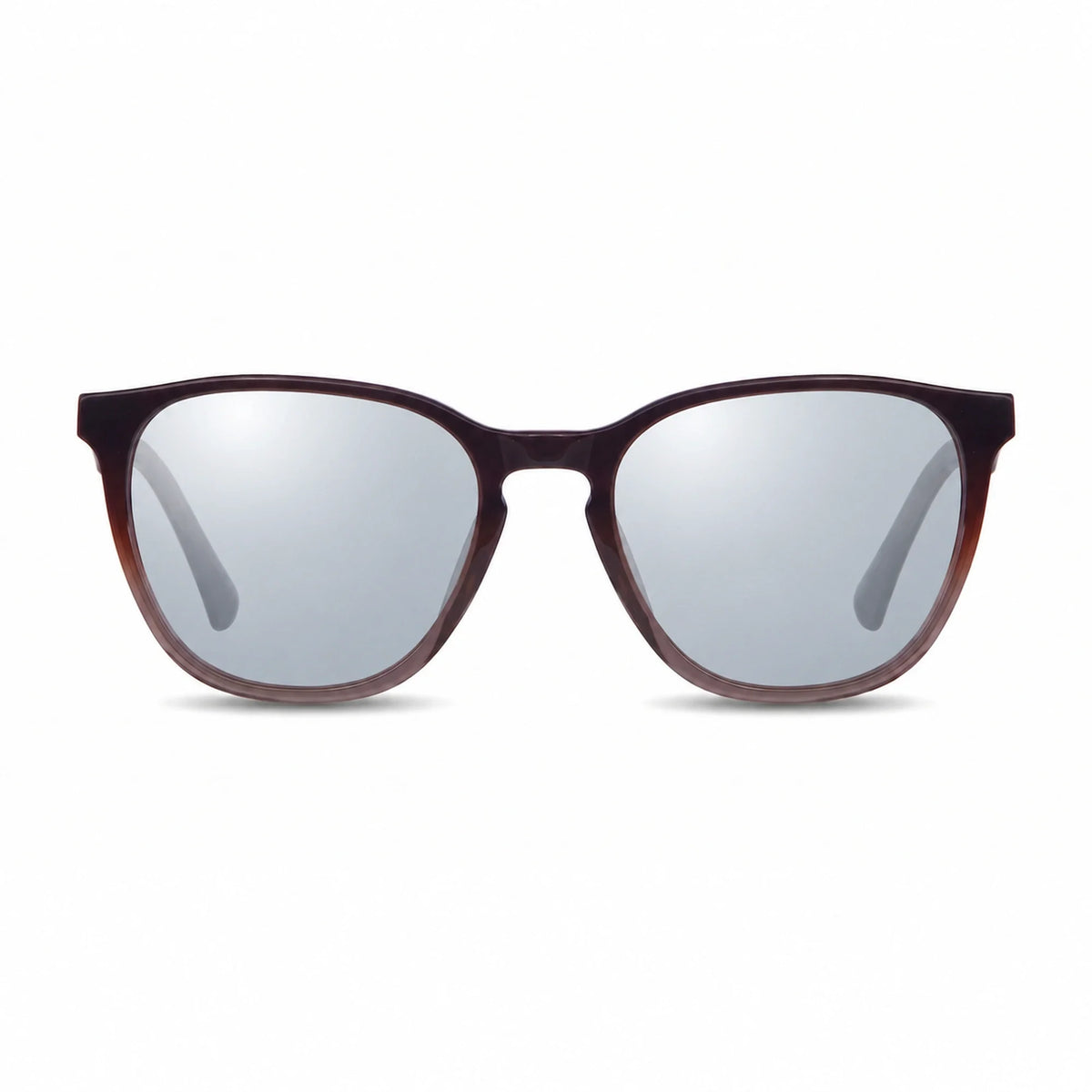 Lentes de sol Fiore 7046 Brown con cristal espejado silver polarizado UV400, vista frontal para hombre y mujer #color_espejado-silver #foto_frontal