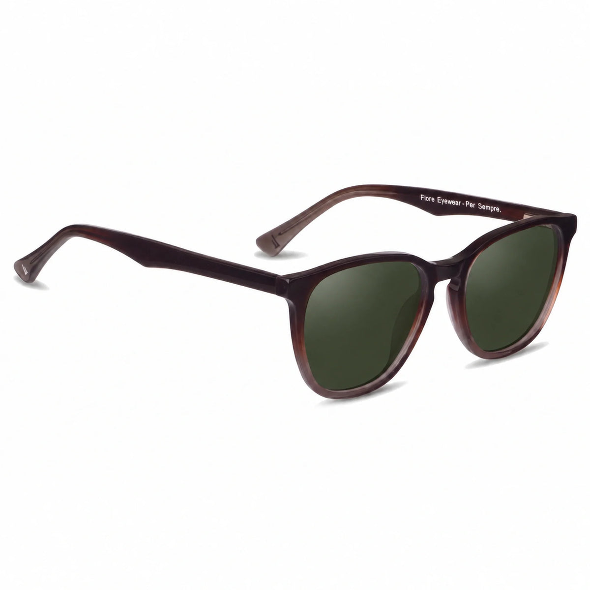 Lentes de sol Fiore 7046 Brown con cristal G15 polarizado UV400, vista en tres cuartos para hombre y mujer #color_g15