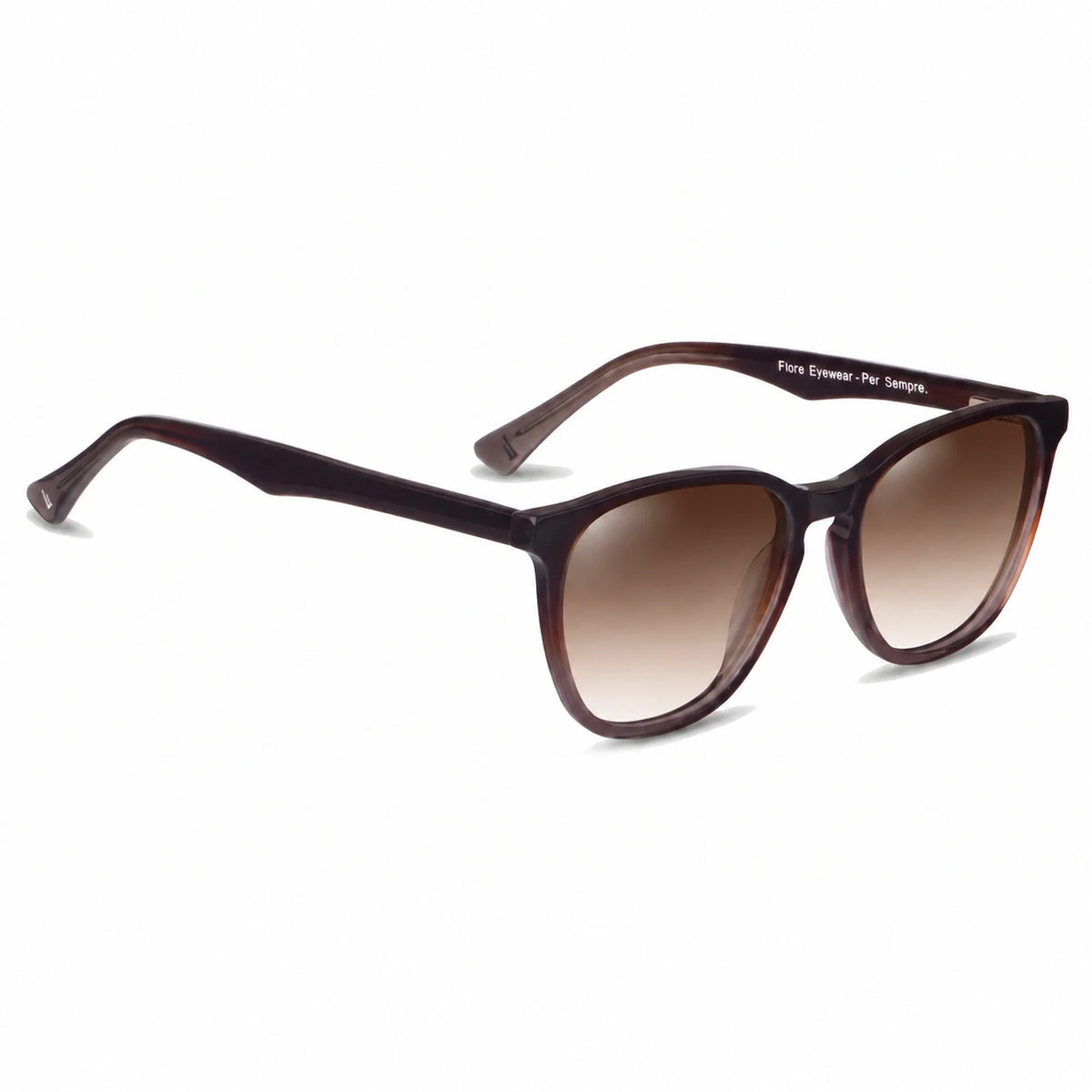 Lentes de sol Fiore 7046 Brown con cristal gradiente café polarizado UV400, vista en tres cuartos para hombre y mujer #color_gradiente-cafe