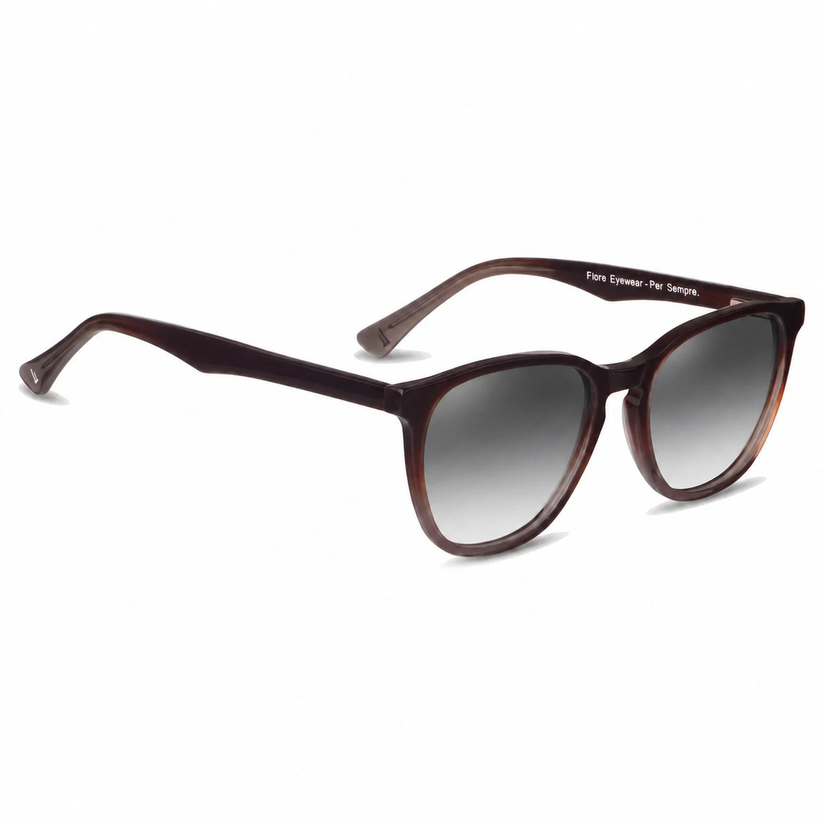 Lentes de sol Fiore 7046 Brown con cristal gradiente gris polarizado UV400, vista en tres cuartos para hombre y mujer #color_gradiente-gris