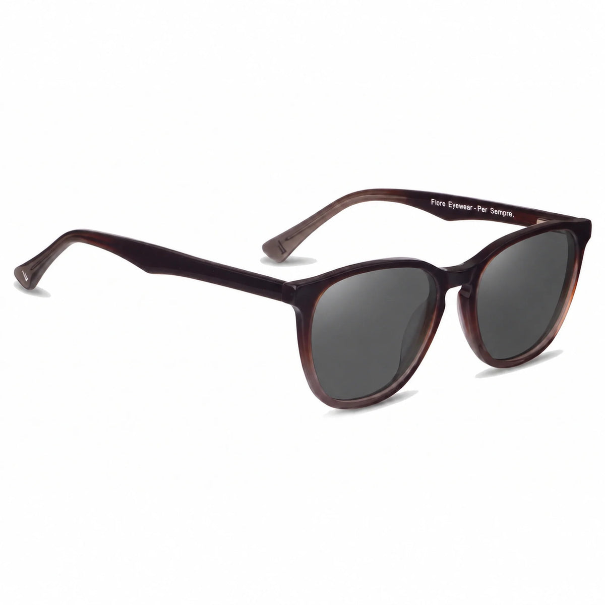 Lentes de sol Fiore 7046 Brown con cristal negro polarizado UV400, vista en tres cuartos para hombre y mujer #color_negro