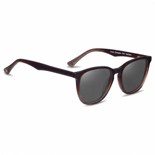 Lentes de sol Fiore 7046 Brown con cristal negro polarizado UV400, vista en tres cuartos para hombre y mujer #color_negro