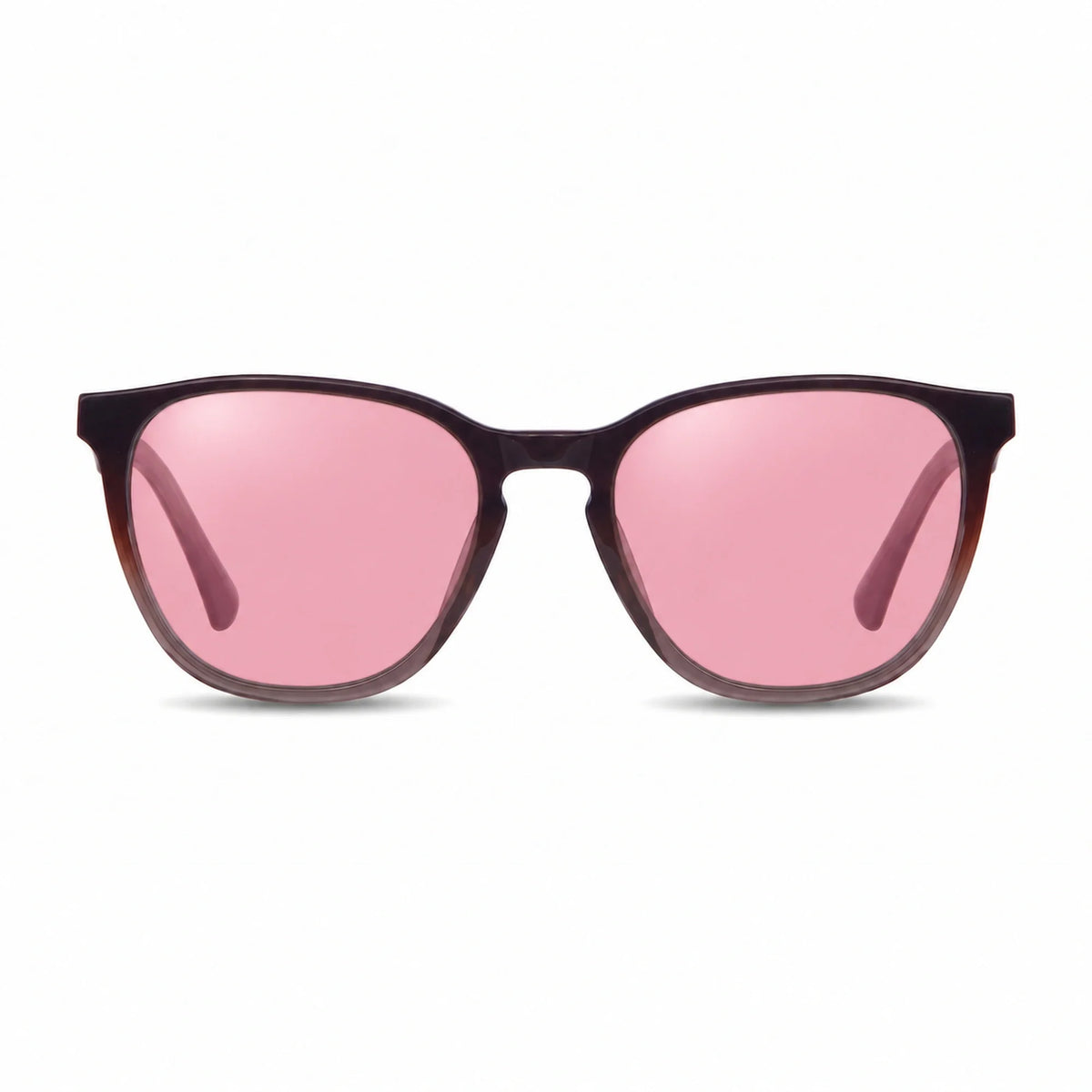 Lentes de sol Fiore 7046 Brown con cristal rosado polarizado UV400, vista frontal para hombre y mujer #color_rosado #foto_frontal