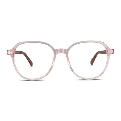 Galápagos anteojos ópticos rosado suave de frente con receta óptica #color_rosado