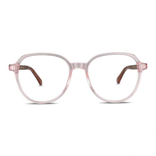 Galápagos anteojos ópticos rosado suave de frente con receta óptica #color_rosado
