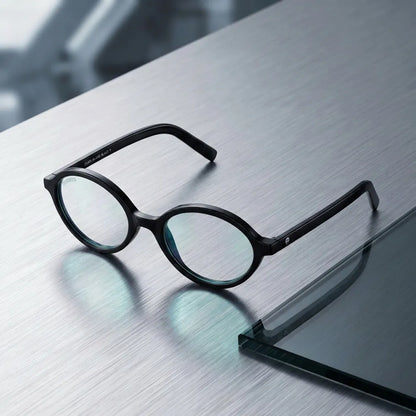 Lentes opticos Guapi Island Negro sobre metal cepillado industrial antirreflex receta optica bio-acetato Bonoboss #editorial_metal-brushed #color_negro