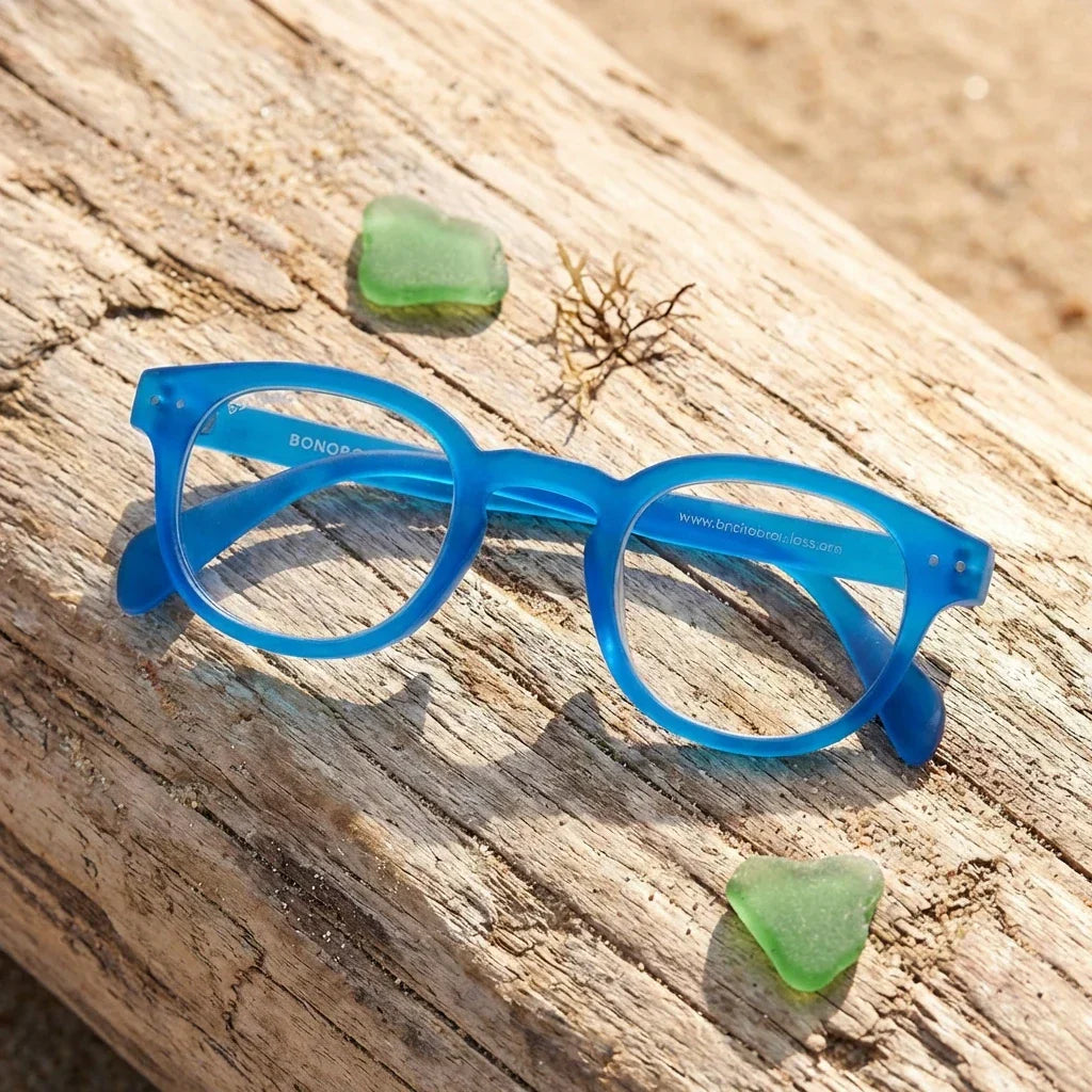 Lentes lectura Hawaii Azul redondos filtro luz azul proteccion UV400 antirreflejo azul mate unisex Bonoboss