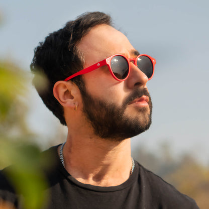anteojos de sol polarizados redondos para mujer y hombre color rojo 