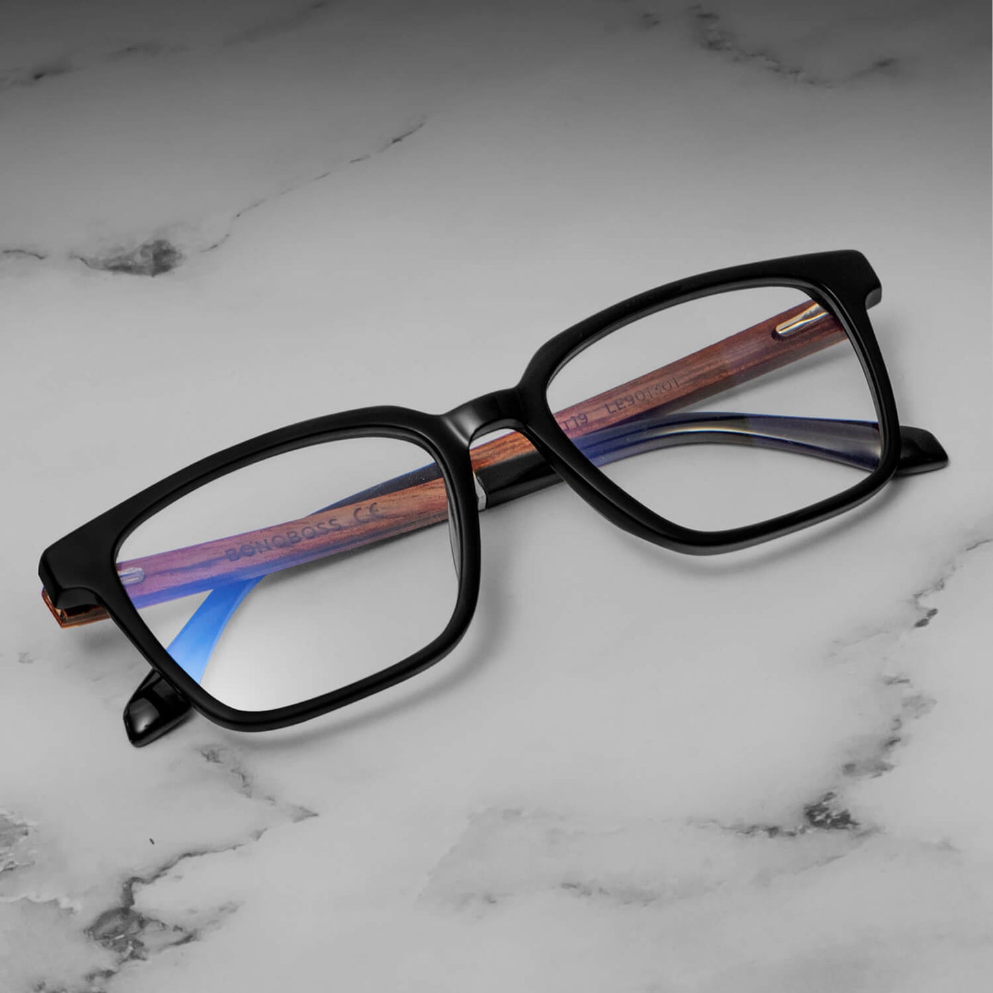 marcos lentes opticos cuadrados color negro pata madera filtro azul hombre mujer #color_negro