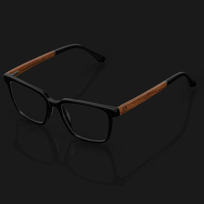 marcos lentes opticos cuadrados color negro pata madera filtro azul hombre mujer #color_negro