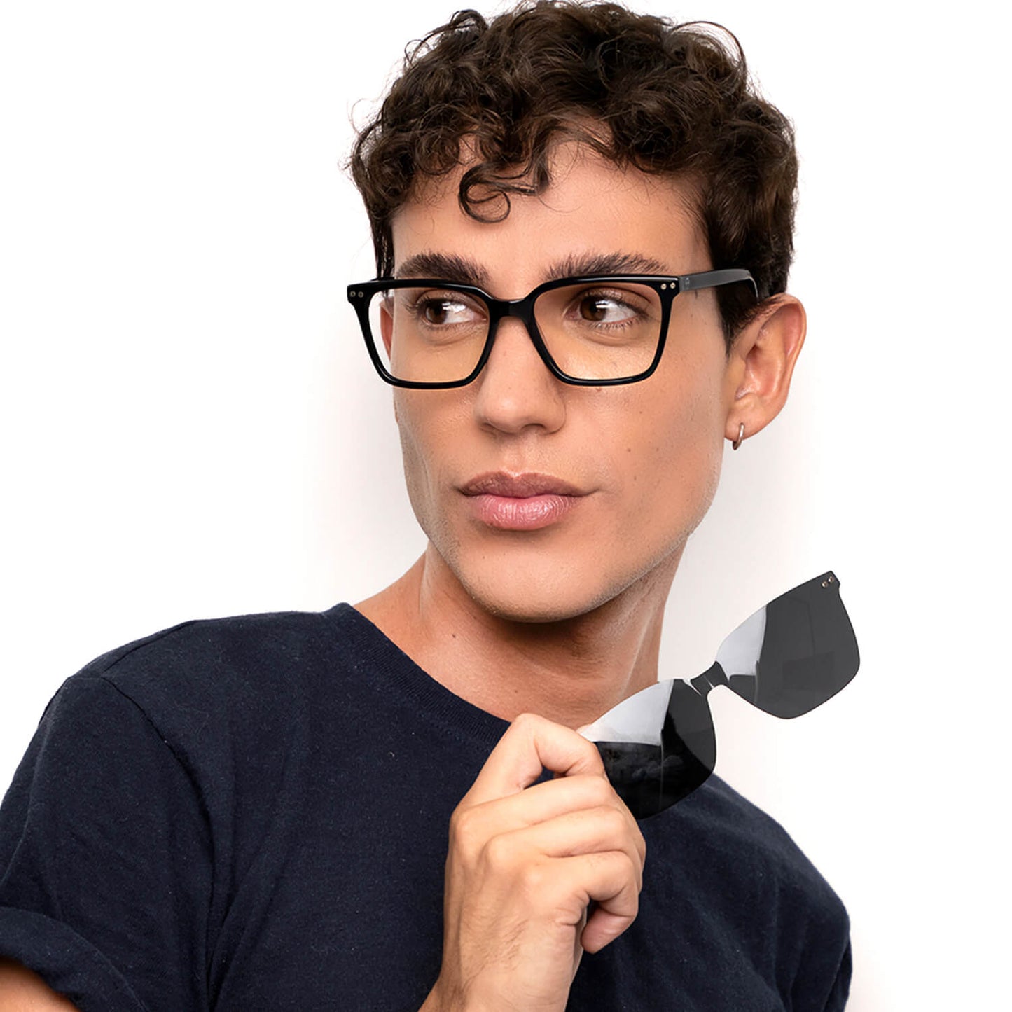 Kai Kai Clip lentes clip on acabado tono negro 2 en 1 óptico y sol para hombre y mujer #color_negro