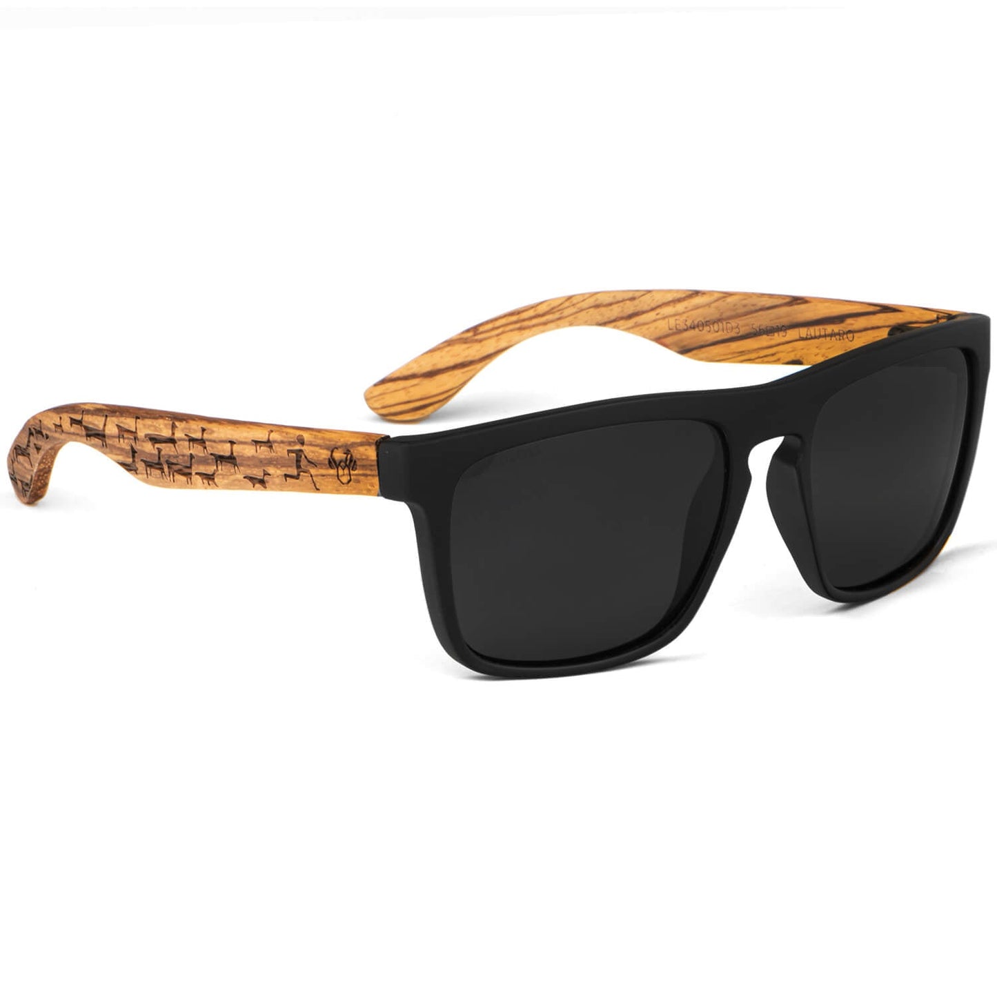 anteojos de sol rectangulares polarizados negros pata de madera  para hombre y mujer con lentes de color negro #color_llamas