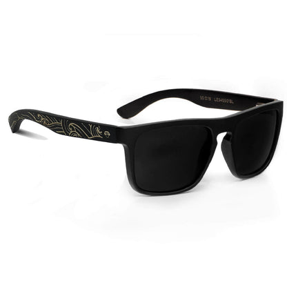 anteojos de sol rectangulares polarizados negros pata de madera  para hombre y mujer con lentes de color negro #color_waves