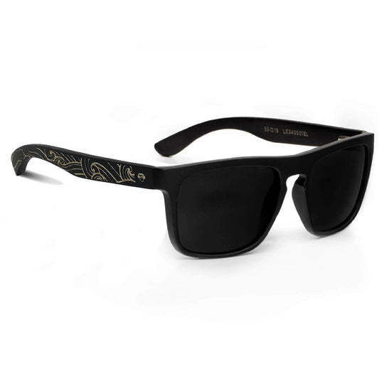 anteojos de sol rectangulares polarizados negros pata de madera  para hombre y mujer con lentes de color negro #color_waves