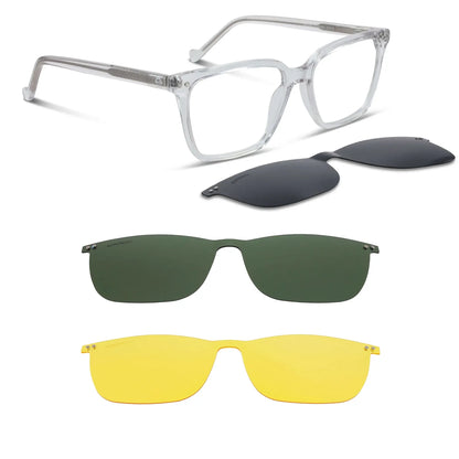 Kai Kai Clip lentes de sol transparente vista frontal para hombre y mujer #color_transparente