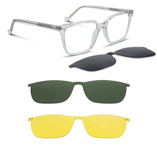 Kai Kai Clip lentes de sol transparente vista frontal para hombre y mujer #color_transparente