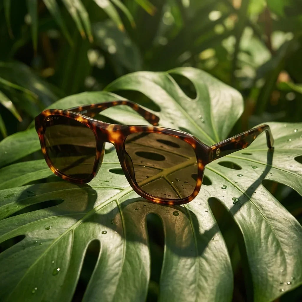 Lentes sol Tom Sol polarizados bio-acetato biodegradable aviator carey composicion botanica monstera tropical Bonoboss #editorial_grid2 #color_carey