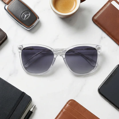 Lentes sol Tiare polarizados bio-acetato transparente composicion urban kit accesorios mujer ciudad Bonoboss #editorial_detail2 #color_transparente