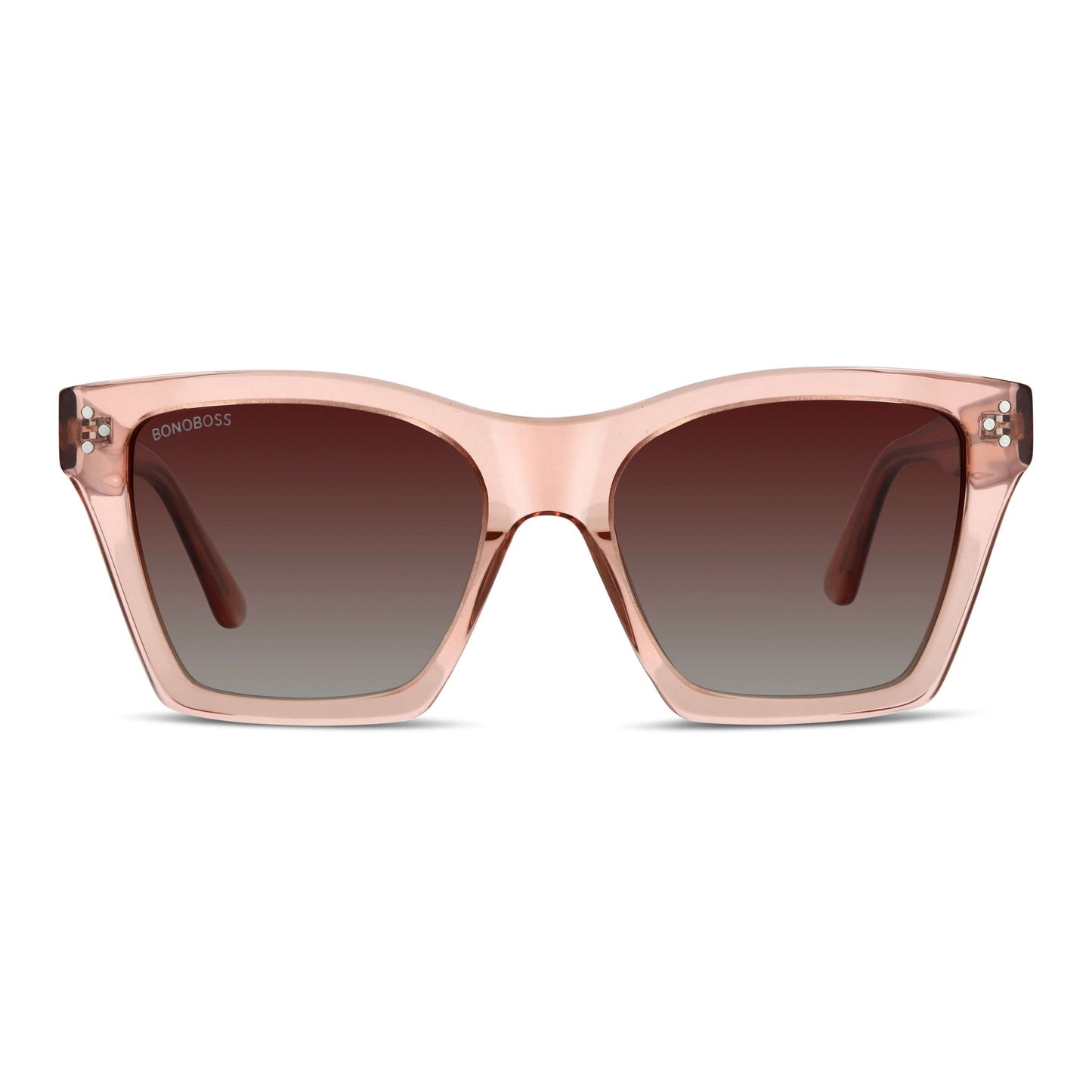 Bruna anteojos de sol champagne dorado de frente con madera natural #color_champagne