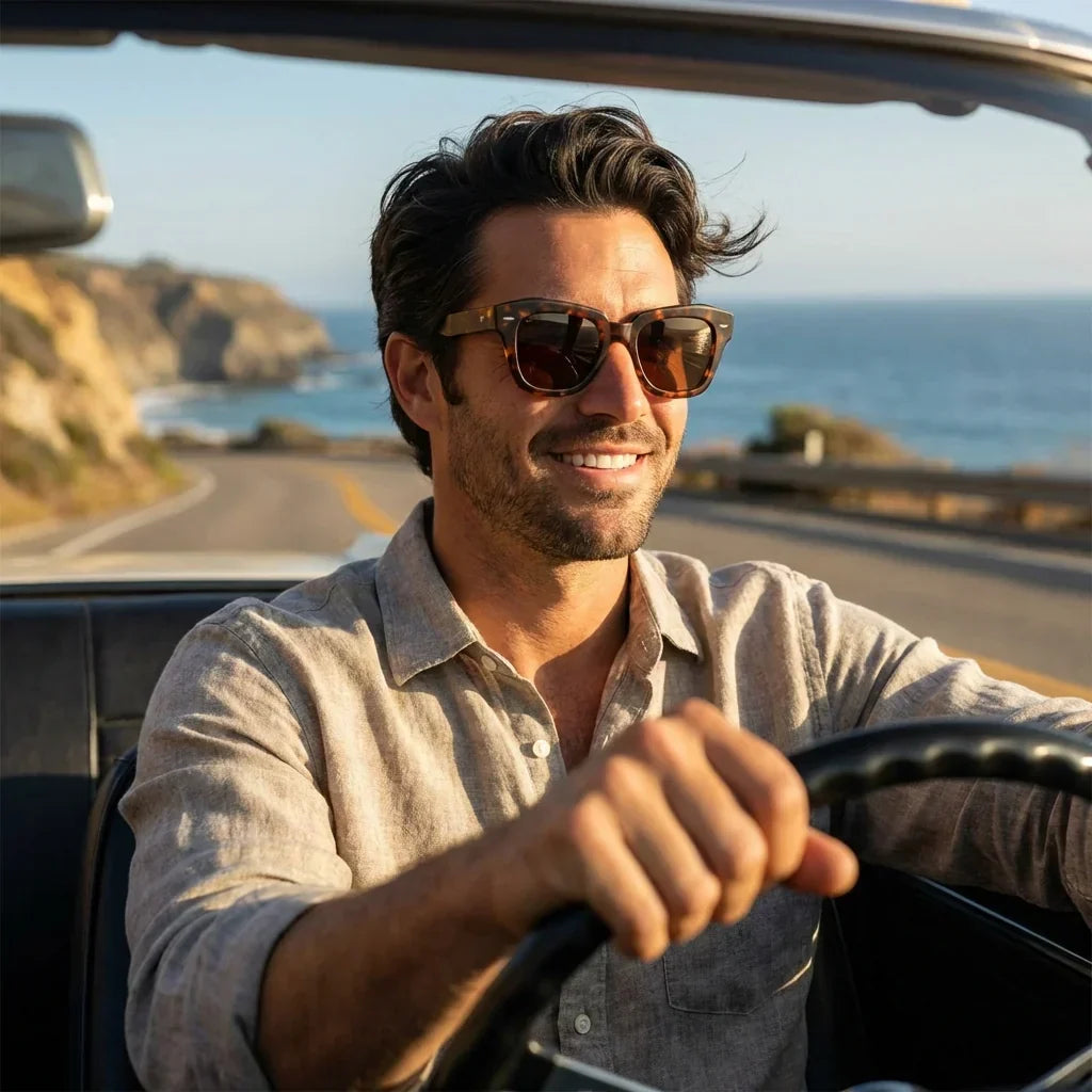 Selkie Vintage anteojos de sol carey tortoise diseño frontal para hombre #color_carey