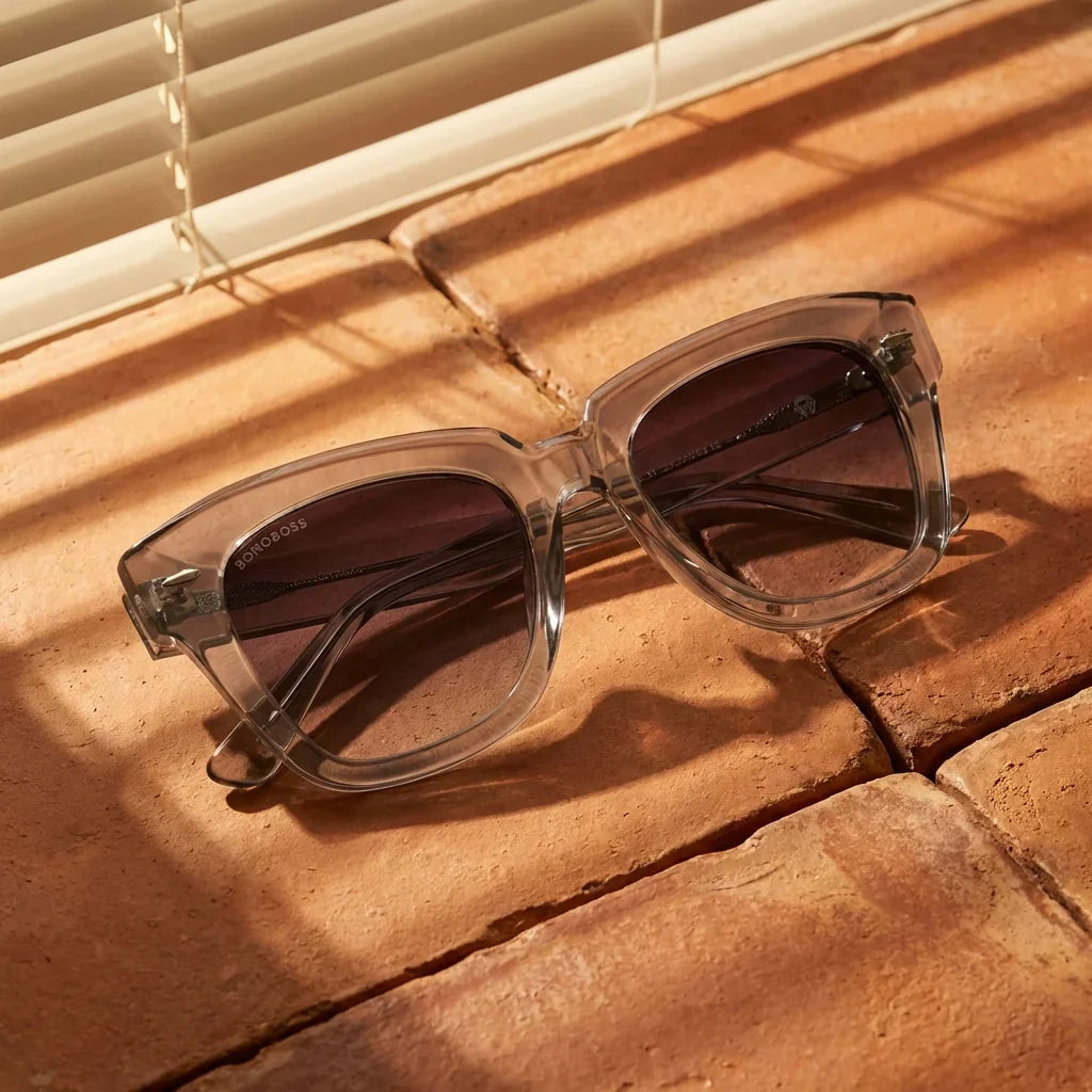 Selkie Vintage lentes polarizados hombre estilo retro presentación frontal marco transparente #color_transparente