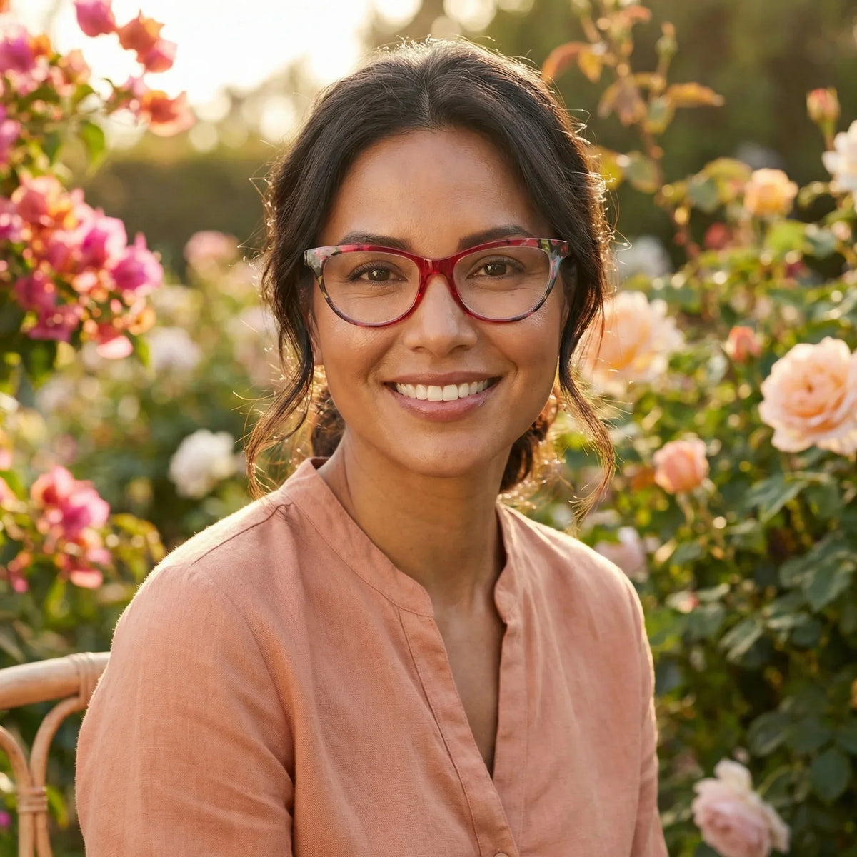 Angelina Red lentes de lectura mujer con bisagra flexible vista frontal #editorial_bluelight #color_default