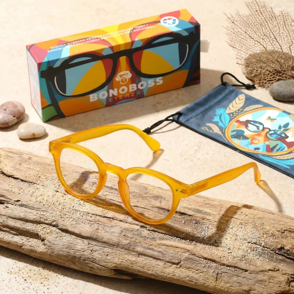 Lentes lectura Hawaii Transparente redondos filtro luz azul proteccion UV400 antirreflejo amarillo miel unisex Bonoboss #editorial_banner #color_default