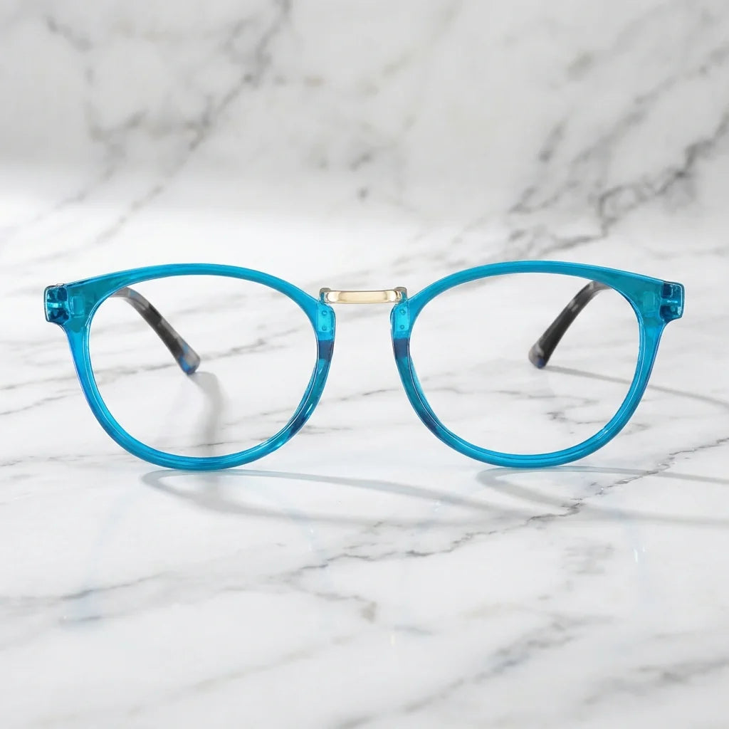 Frontal Claude Blue lentes de lectura mujer bio-acetato #editorial_sustentabilidad #color_default