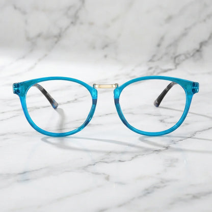 Frontal Claude Blue lentes de lectura mujer bio-acetato #editorial_sustentabilidad #color_default